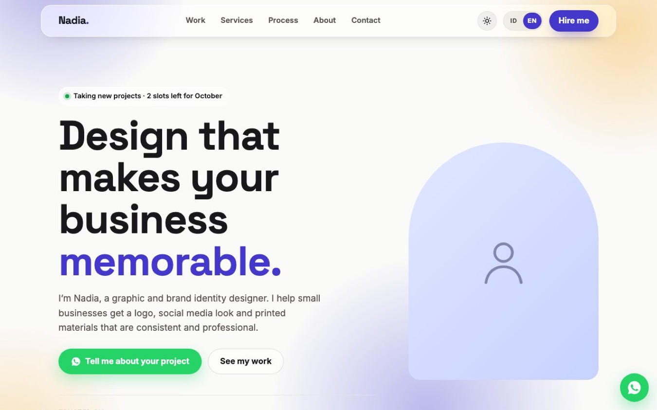 Freelancer Portfolio Website Template: preview desktop