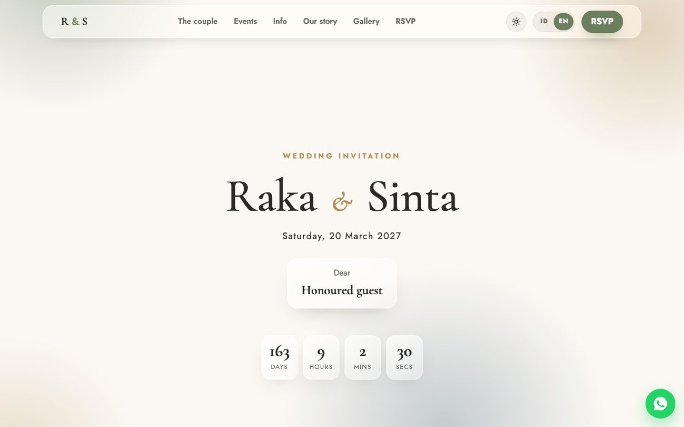 Wedding Invitation Website Template: preview desktop