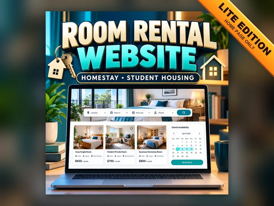 Room Rental & Homestay Website Template — Lite: product cover