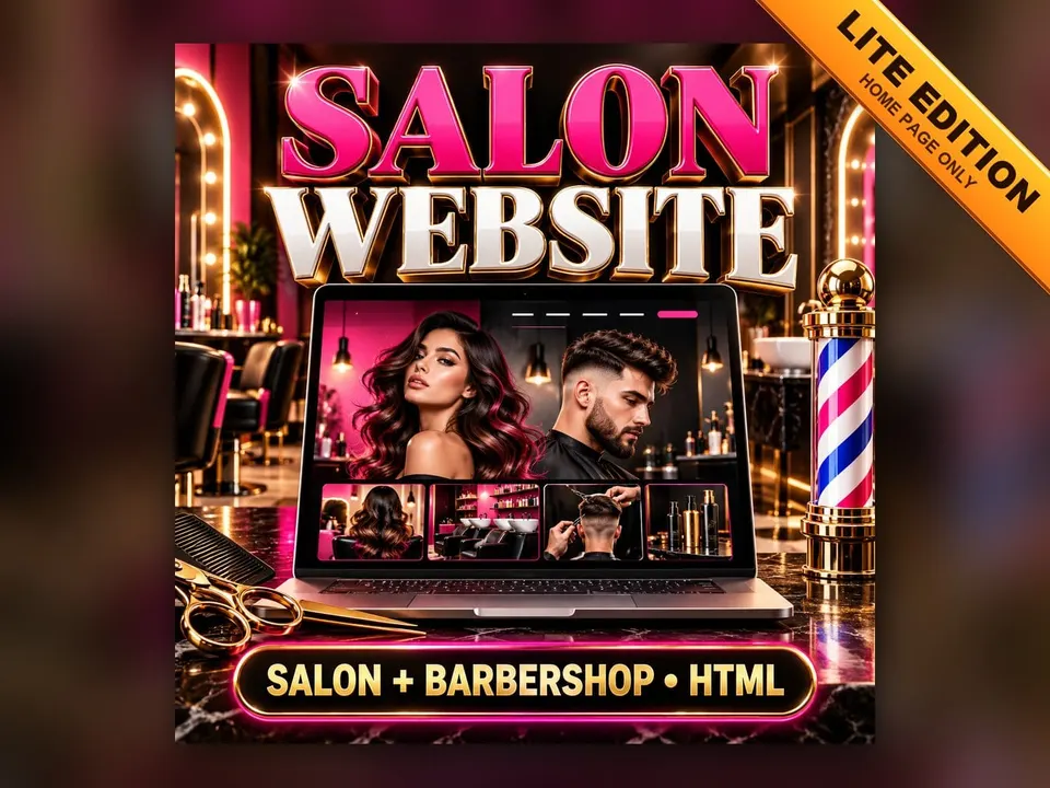 Hair Salon & Barbershop Website Template — Lite: product cover