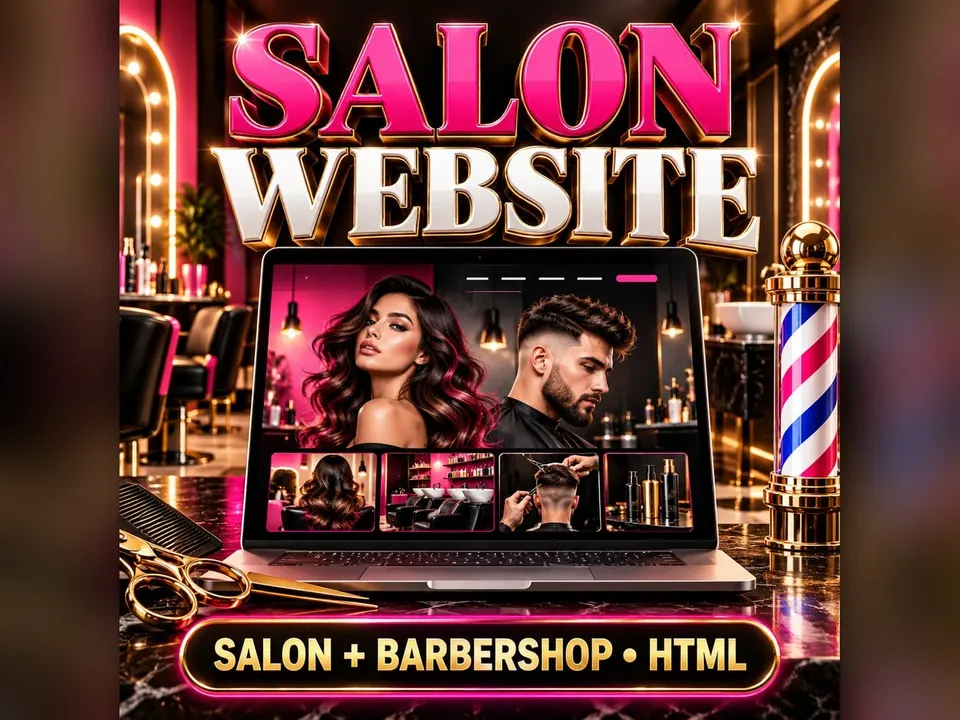 Hair Salon & Barbershop Website Template: product cover